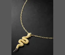 Collana in oro a serpente con diamanti e granati