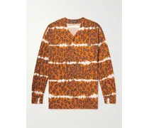 Camicia in misto cotone biologico a spina di pesce stampa leopardata Sandit
