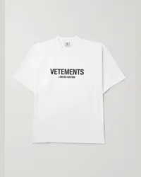 VETEMENTS T-shirt oversize in jersey di cotone con logo Bianco