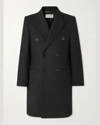 Saint Laurent Cappotto doppiopetto in lana Nero