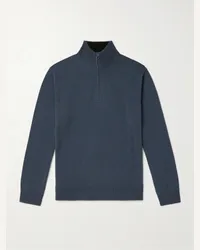 Hartford Pullover in misto lana e cashmere con mezza zip Blu