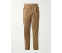 Pantaloni in velluto di misto cotone a coste con gamba affusolata