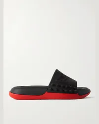 Christian Louboutin Slide cut-out in gomma con logo goffrato e borchie a punta Take It Easy Nero