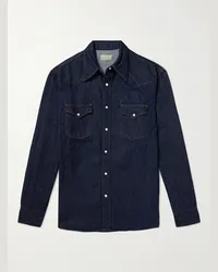 KAPITAL Camicia stile western in denim Blu