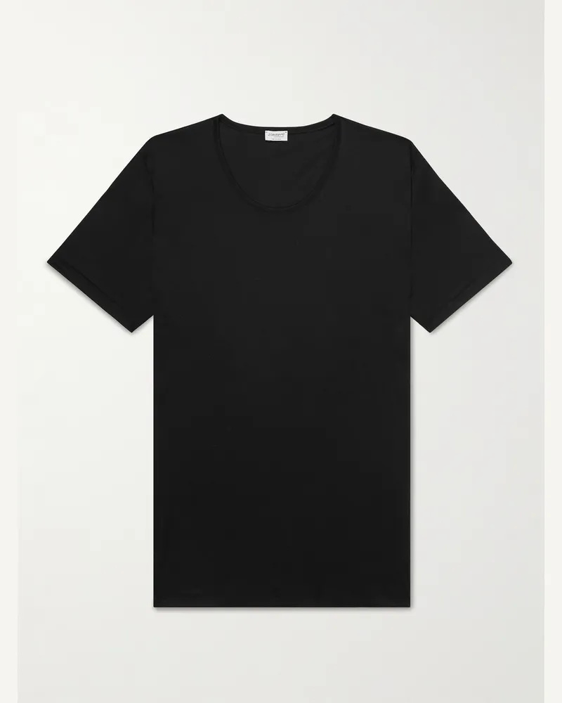 Zimmerli Sea Island Cotton-Jersey T-Shirt Nero