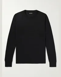 Tom Ford Maglia in jersey di cotone con logo applicato Nero