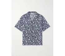 Camicia in misto lino e lyocell floreale con colletto convertibile Air
