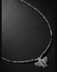 Jacquie Aiche Thunderbird Rhodium-Plated, Hematite and Opal Beaded Necklace Nero