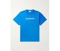 Burberry T-shirt in jersey di cotone con logo Blu