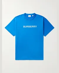 Burberry T-shirt in jersey di cotone con logo Blu