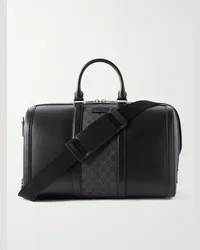 Gucci Borsone in tela spalmata e pelle con monogramma GG Supreme Nero