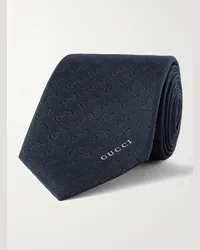 Gucci Cravatta in seta jacquard con Morsetto, 7 cm Blu