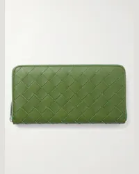 Bottega Veneta Portafoglio in pelle con motivo Intrecciato e zip Verde