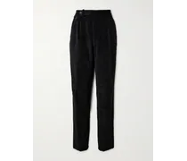 Pantaloni slim-fit in velluto a coste di cotone con pinces