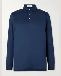 Peter Millar Polo da golf in jersey stretch Blu