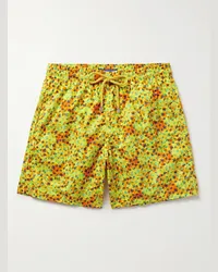 Vilebrequin Shorts da mare medi a gamba dritta in ECONYL® stampato Moorea Giallo