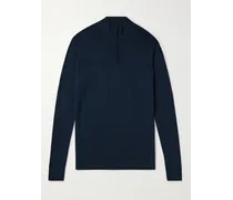Pullover slim-fit in lana con mezza zip