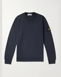 Stone Island Felpa in jersey di cotone tinta in capo con logo applicato Blu