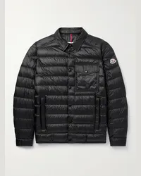 Moncler Piumino trapuntato in shell con logo applicato Nero