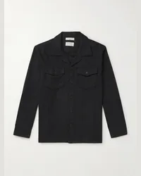 Nudie Jeans Overshirt in misto lana Vincent Nero