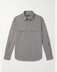 Tom Ford Camicia stile western in cotone a quadri Grigio