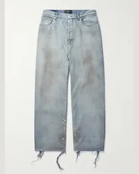 Balenciaga Jeans a gamba dritta effetto invecchiato Blu