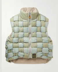 KAPITAL Gilet reversibile in shell imbottito e trapuntato Verde