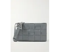 Bottega Veneta Cassette Intrecciato Leather Messenger Bag Grigio