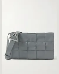 Bottega Veneta Cassette Intrecciato Leather Messenger Bag Grigio