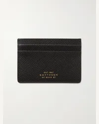 Smythson Portacarte in pelle a grana incrociata Panama Nero