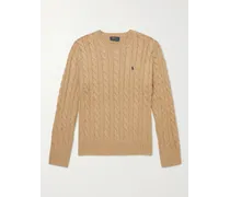 Logo-Embroidered Cable-Knit Cotton Sweater