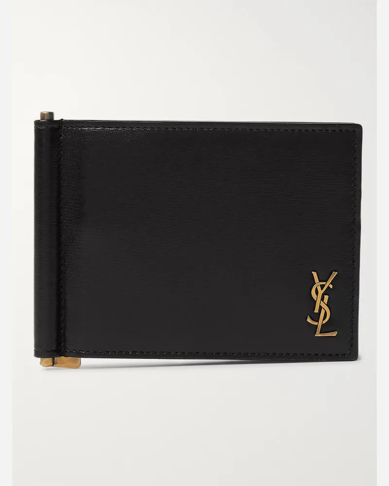 Saint Laurent Logo-Appliquéd Leather Wallet with Money Clip Nero