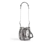 Borsetta A Secchiello Le Cagole XS Bag Metallizzata Con Strass Argento - Donna - Pelle D'Agnello