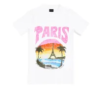 T-Shirt Paris Tropical Aderente Bianco - Donna Cotone & Elastan