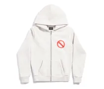 Music BFRND Series Hoodie Con Zip Small Fit Bianco - Unisex Cotone