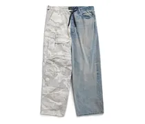 Pantaloni Hybrid Baggy Grayscale Camo Blu - Unisex Cotone