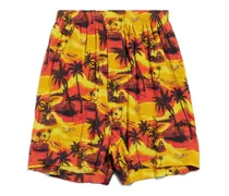 Short Pyjama Hawaiian Car Arancione - Uomo Viscosa