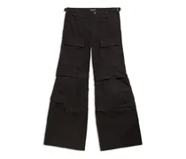 Pantaloni Flared Cargo Nero - Uomo Cotone