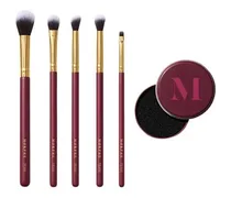 Pennello Pennelli per occhi 5-Piece Face & Eye Brush Set TE100 Multifunctional Face Brush + TE200 Round Blending Eyeshadow Brush + TE201 Angled Blending Eyeshadow Brush + TE202 Tapered Crease Blending Eyeshadow Brush + TE203 Smudging Eyeliner Brush + FREE Quick Switch Dry Brush Cleaner