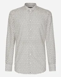 Dolce & Gabbana Camicia Gold In Popeline Stampa Logo Dg - Uomo Camicie Bianco Cotone Dg