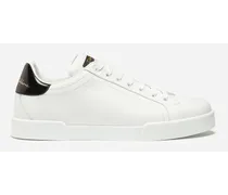Dolce & Gabbana Sneakers Portofino In Pelle - Uomo - Uomo Sneaker Nero Bianco