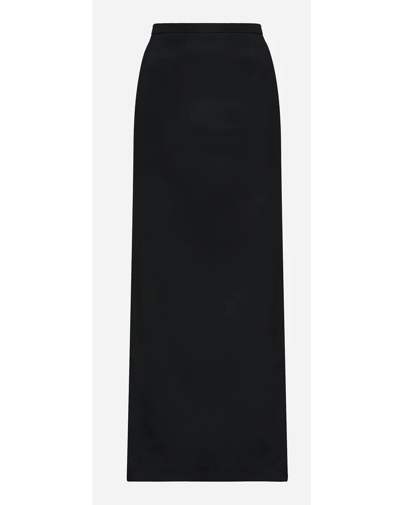 Dolce & Gabbana Gonna Longuette In Cady Con Spacchi - Donna Gonne Nero Tessuto Nero