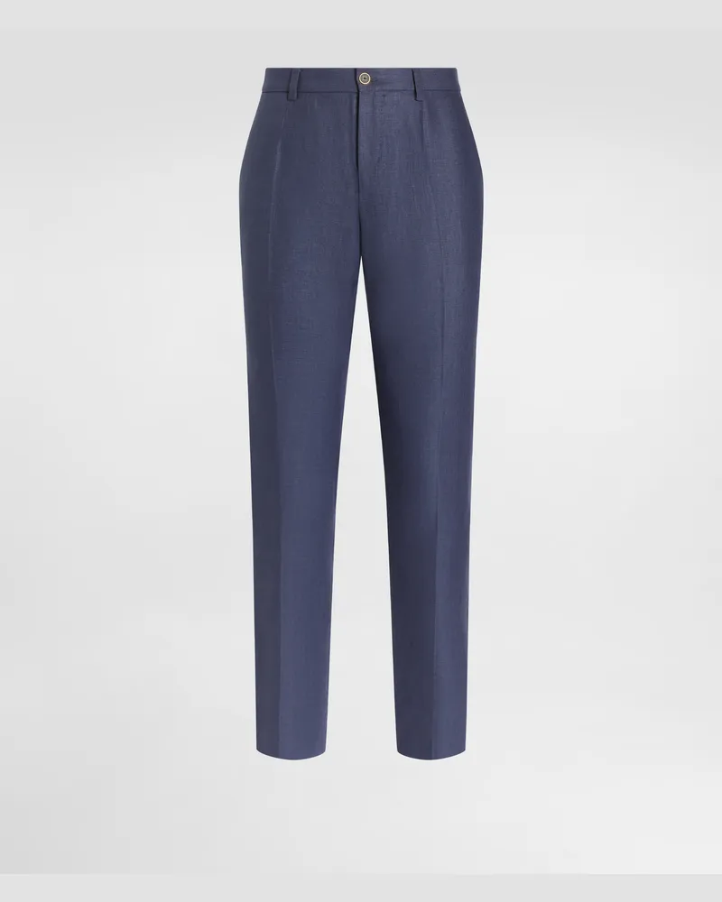 Dolce & Gabbana Pantalone In Lino - Uomo Pantaloni E Shorts Blu Lino Blu