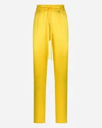 Dolce & Gabbana Pantaloni Con Elastico In Vita In Crêpe Di Seta - Donna Pantaloni E Shorts Giallo Giallo