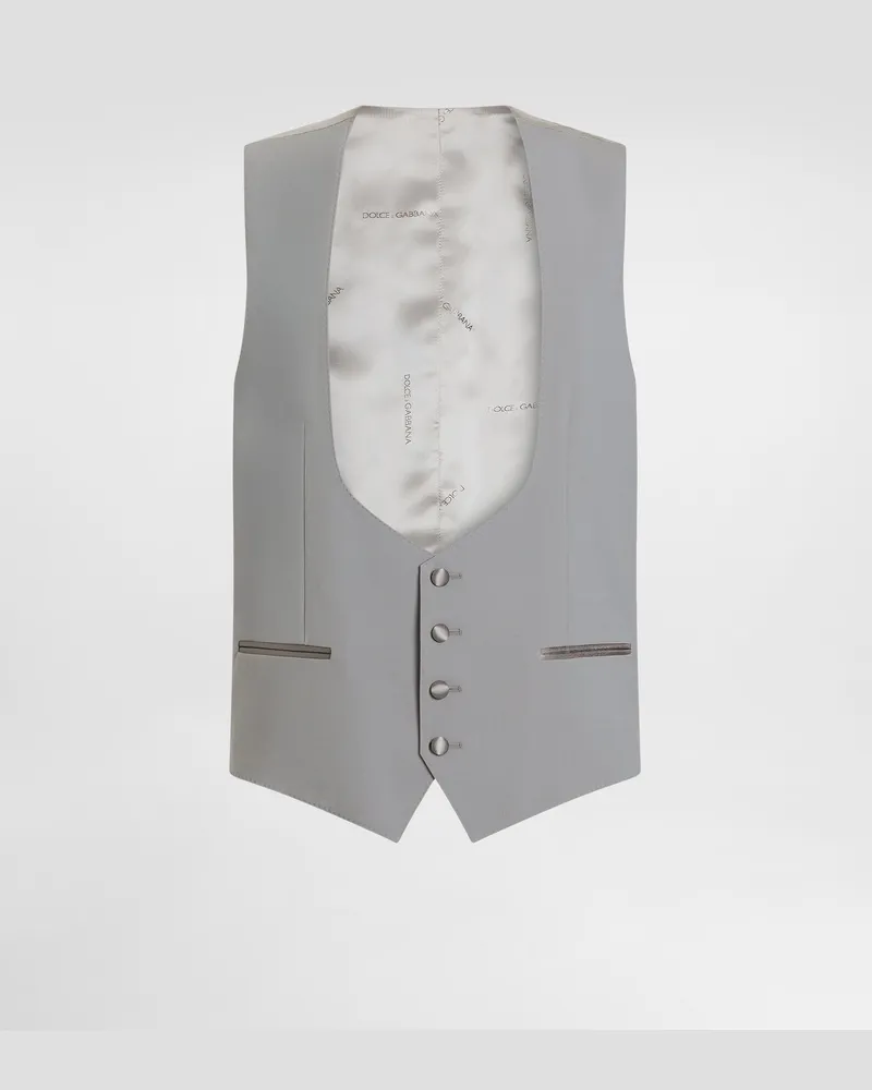Dolce & Gabbana Gilet Tuxedo In Micro Cannetté - Uomo Abiti E Giacche Grigio Grigio
