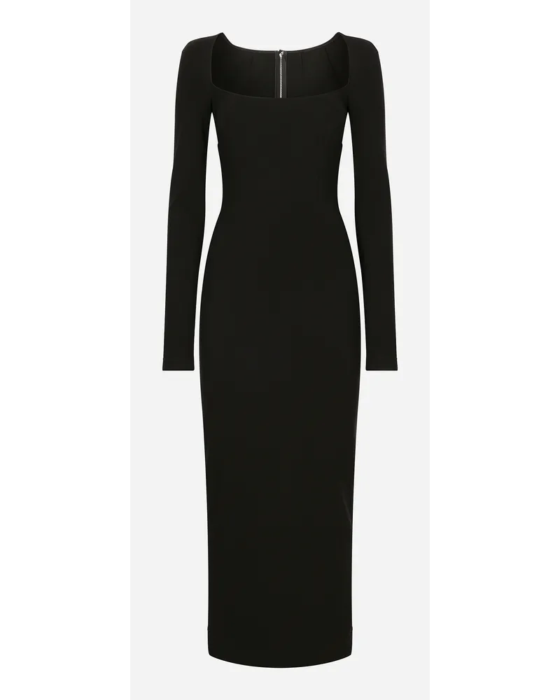 Dolce & Gabbana Abito Tubino Manica Lunga In Jersey Punto Milano: - Donna Abiti Nero Viscosa Nero