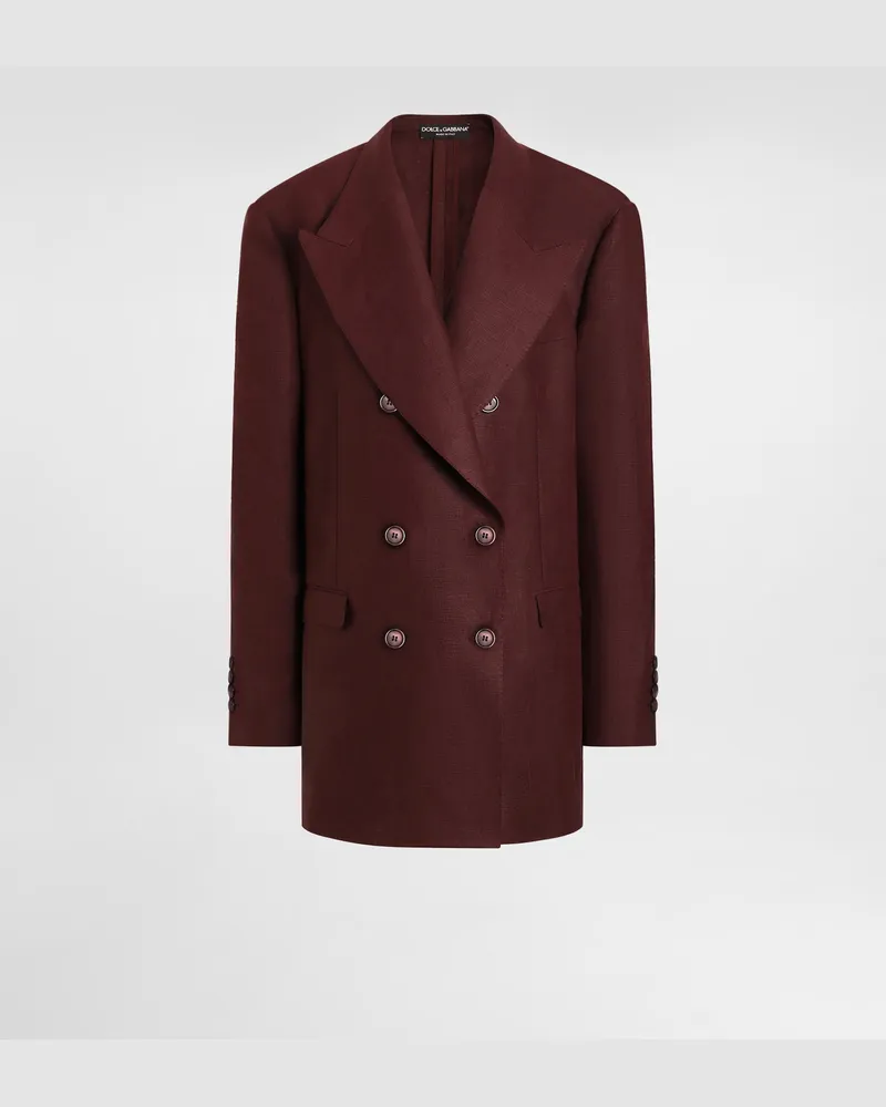 Dolce & Gabbana Giacca Doppiopetto In Tela Di Lino Sartoriale - Donna Giacche E Blazer Multicolore Marrone-viola
