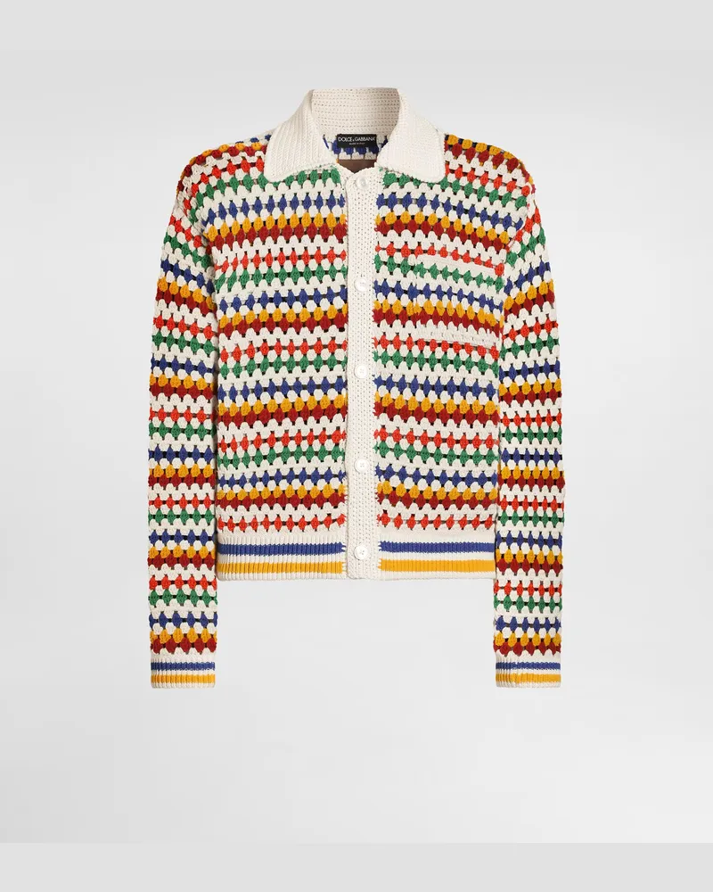 Dolce & Gabbana Bomber In Crochet - Uomo Maglieria Multicolore Multicolore