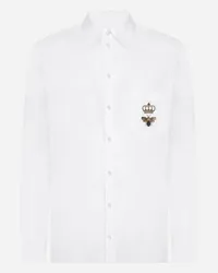 Dolce & Gabbana Camicia Martini Cotone Con Ricamo - Uomo Camicie Bianco Cotone Bianco