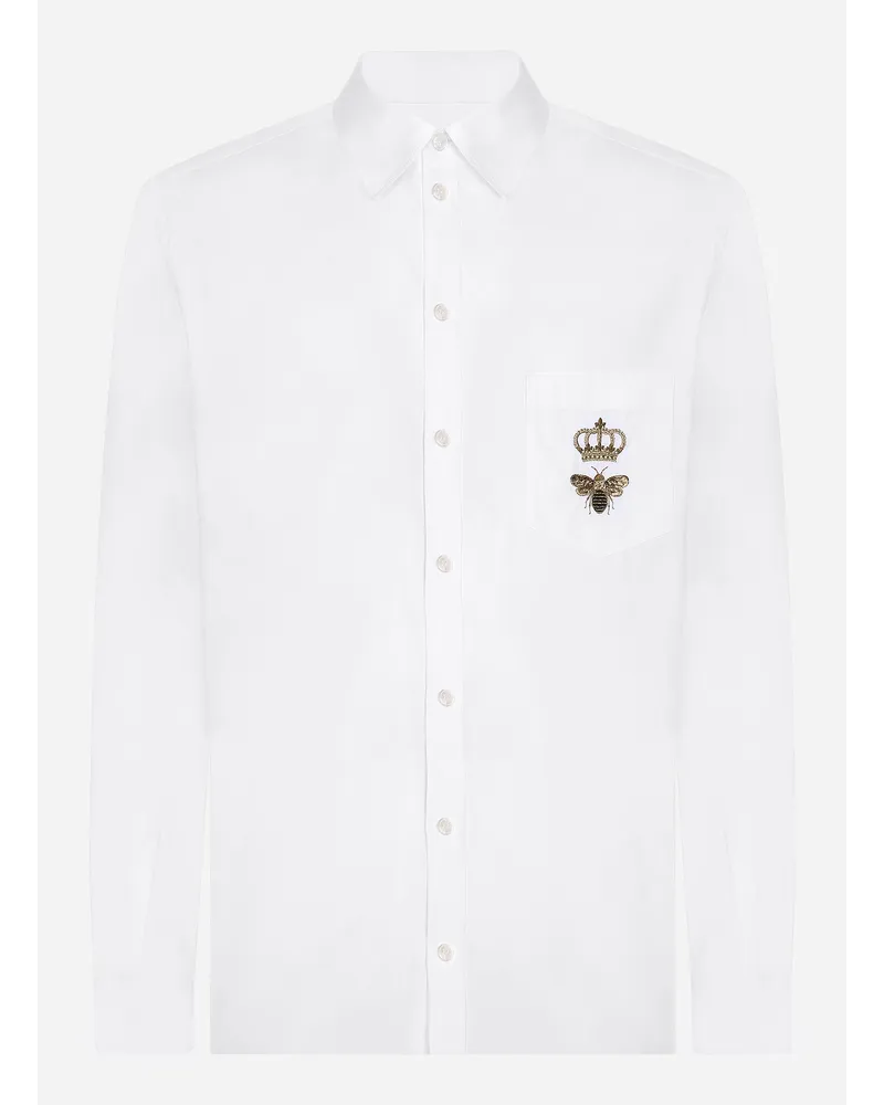 Dolce & Gabbana Camicia Martini Cotone Con Ricamo - Uomo Camicie Bianco Cotone Bianco